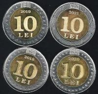 Лот: 18608981. Фото: 2. 10 лей 2018 - 2021 гг. 4 шт. Молдова... Монеты