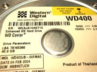 Лот: 1357675. Фото: 3. IDE HDD Western Digital WD400... Компьютеры, оргтехника, канцтовары