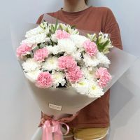 Лот: 19534037. Фото: 2. Букет кустовая хризантема, розовые... Цветы, букеты