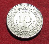 Лот: 20870772. Фото: 2. Суринам 10 центов, 1966г. Монеты