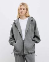 Лот: 24068715. Фото: 2. Серая толстовка oversize на молнии... Женская одежда