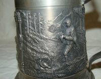 Лот: 11447964. Фото: 7. Кружка пивная оловянная Охота...