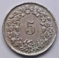 Лот: 216874. Фото: 2. Швейцария. 5 рапен 1944г. (1-1... Монеты