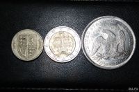 Лот: 9450467. Фото: 2. продам 1 доллар сша,1 фунт,2 евро... Монеты