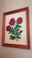 Лот: 20181396. Фото: 2. Картина "Красные розы любви" холст... Картины, панно