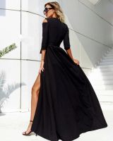 Лот: 12630058. Фото: 2. Чёрное вечернее платье в пол с... Женская одежда
