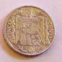 Лот: 25376072. Фото: 2. Испания 5 сентимо 1945 Франко. Монеты