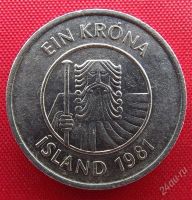 Лот: 2689159. Фото: 2. (№2491) 1 крона 1981 (Исландия... Монеты