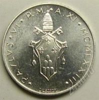 Лот: 35237. Фото: 2. Ватикан. 5 лир 1971г. Идеал!. Монеты
