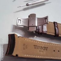 Лот: 9806521. Фото: 3. Кожанный ремешок для часов Tissot... Ювелирные изделия, бижутерия, часы