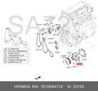 Лот: 25856491. Фото: 3. 25100-4A710 Помпа водяная Hyundai. Авто, мото, водный транспорт