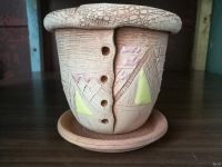 Лот: 18476164. Фото: 3. Горшок цветочный с поддоном, керамический... Растения и животные