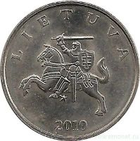 Лот: 9448926. Фото: 2. 1 лит 2010 года. Литва. Монеты