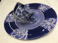 Лот: 25898705. Фото: 3. Блюдо 25 см и чайная чашка, синее... Домашний быт