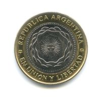 Лот: 18677069. Фото: 2. Аргентина 2 песо 2014 биметалл. Монеты