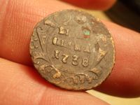 Лот: 15769111. Фото: 2. Отличная редкая Полушка 1738 года... Монеты