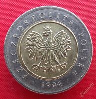 Лот: 2690799. Фото: 2. (№2554) 5 злотых 1994 (Польша). Монеты