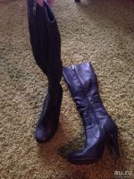 Лот: 9080452. Фото: 2. Высокие кожаные сапожки с круглым... Женская обувь