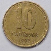Лот: 1098764. Фото: 2. Аргентина. 10 сентаво 1992г... Монеты