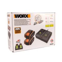 Лот: 24341176. Фото: 3. Комплект WORX WA3611 20V: 2 аккумулятора... Бытовая техника