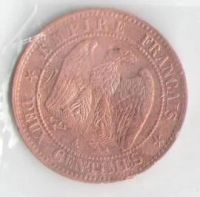 Лот: 10628234. Фото: 2. 2 сантима 1862 года (A), Франция... Монеты