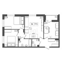Лот: 20556356. Фото: 21. Продам 3-комн. кв. 77.5 кв.м...