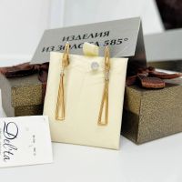 Лот: 19372561. Фото: 4. Серьги 585 проба Золотые Новые...