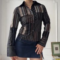 Лот: 25413225. Фото: 6. Коричневая рубашка в разноцветную...