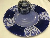 Лот: 25898705. Фото: 5. Блюдо 25 см и чайная чашка, синее...