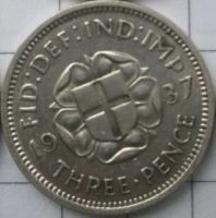 Лот: 8834580. Фото: 2. 3 пенса 1937 Великобритания.Серебро. Монеты