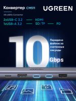Лот: 25623540. Фото: 6. USB-хаб UGREEN CM511 (45521) 7-in-1...