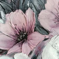 Лот: 20866886. Фото: 3. Фактурная картина "Розовые цветы... Домашний быт