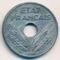 Лот: 8942782. Фото: 2. Франция 20 сантимов 1942 года... Монеты