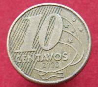 Лот: 15300965. Фото: 2. Бразилия 10 сентаво, 2003г. Монеты