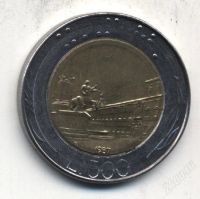 Лот: 1234935. Фото: 2. Монета Италии "500 лир" - красивый... Монеты