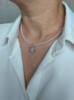 Лот: 25676423. Фото: 4. Чокер из розового хрусталя с подвеской...