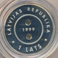 Лот: 8547786. Фото: 2. Латвия 1 лат 1999 Миллениум Пуговица... Монеты