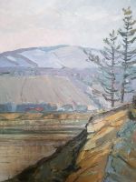 Лот: 12711242. Фото: 2. Картина, вид на академгородок... Живопись, скульптура, фото
