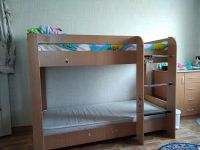 Лот: 11923717. Фото: 2. Двухъярусная кровать с двумя матрасами. Детская мебель