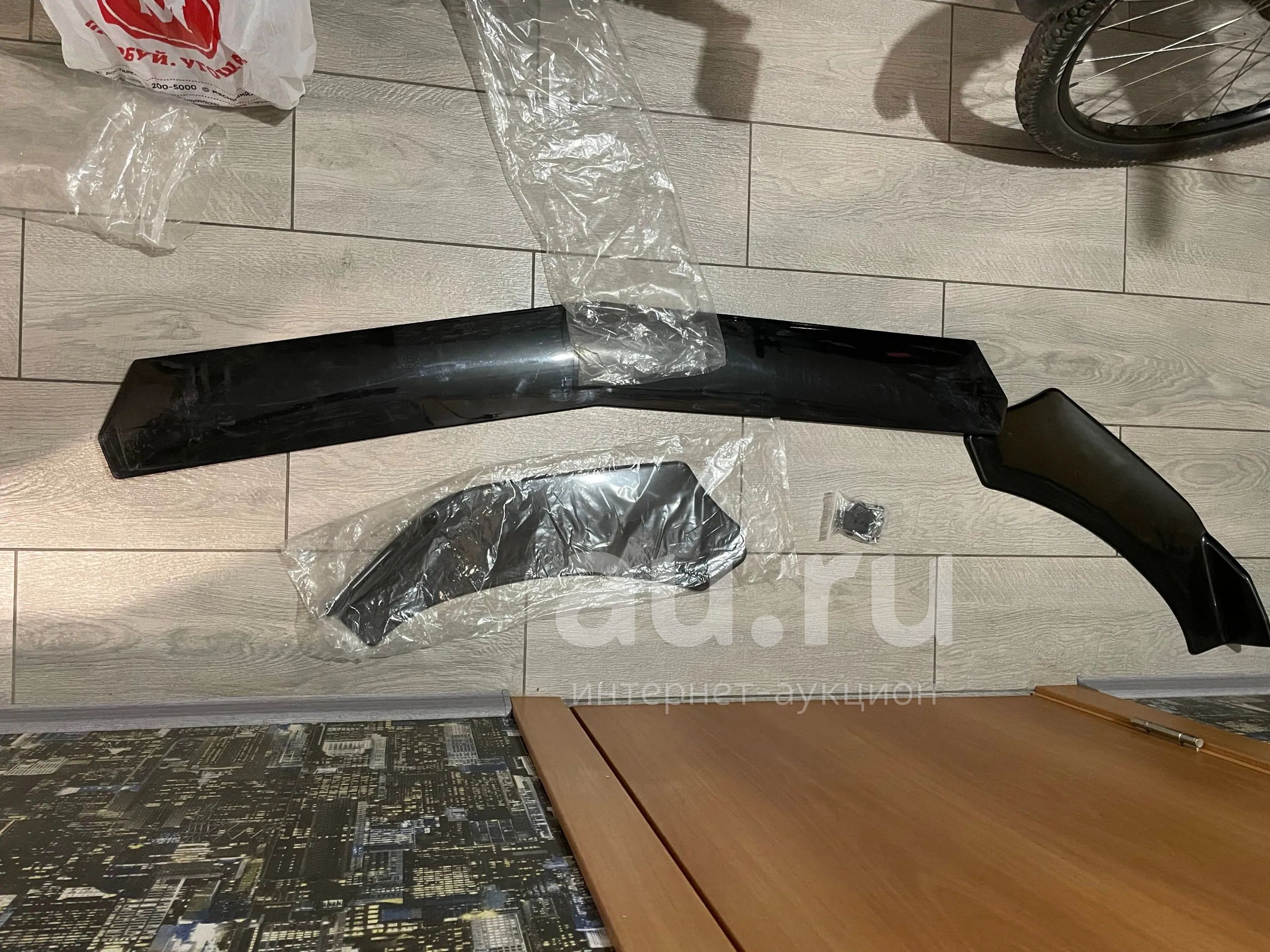 Сплиттер универсальный для переднего бампера (3 части, АБС), губа ...