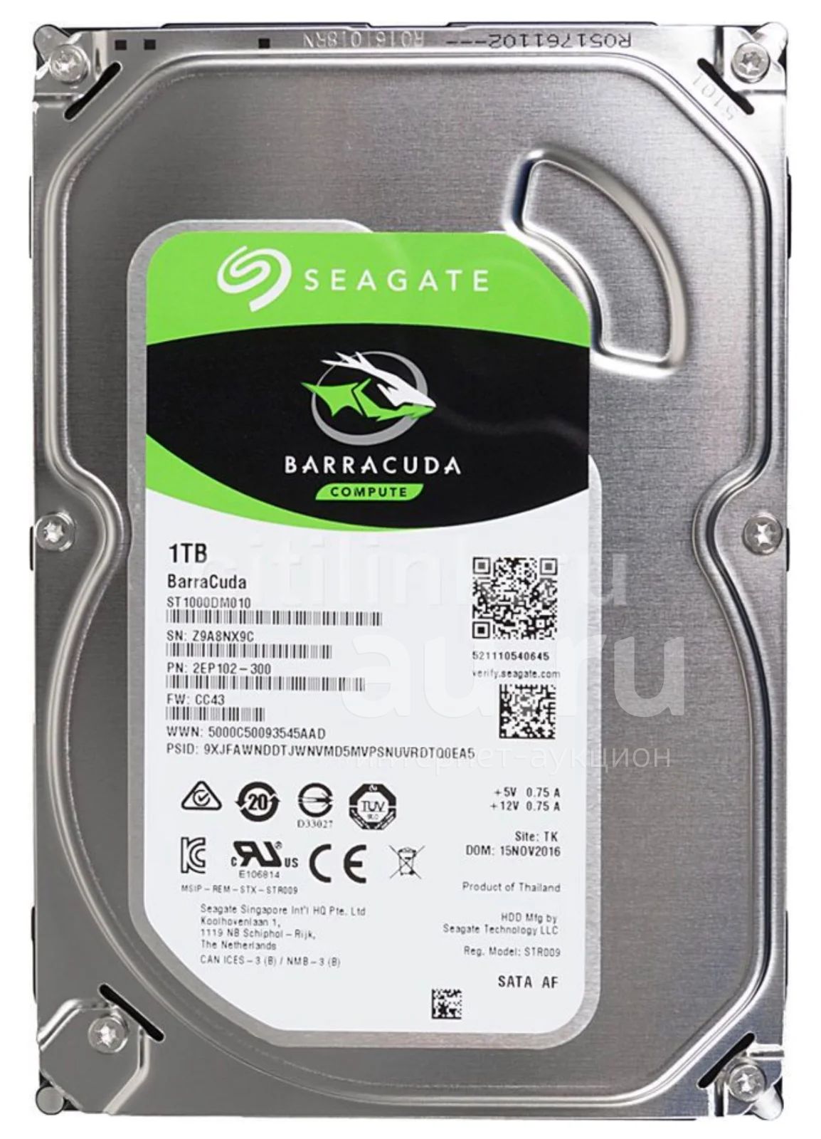 Жесткий диск Seagate Barracuda ST1000DM010, 1ТБ, HDD, SATA III, 3.5 ...