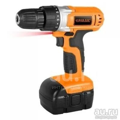 Дрель-шуруповерт аккумуляторная ермак ДША-12В /1,3Ач/Li-Ion/ 18 Н*м/18+1 скор/1а
