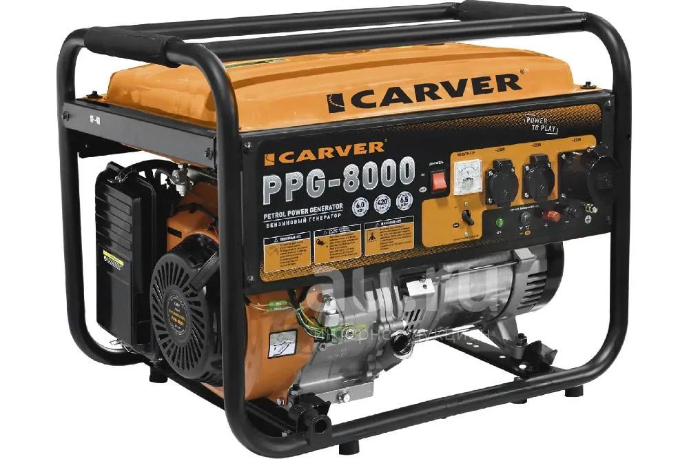 Бензогенератор CARVER, 6000-6500Вт, двигатель 4тактный, бак25л, вес86кг ...