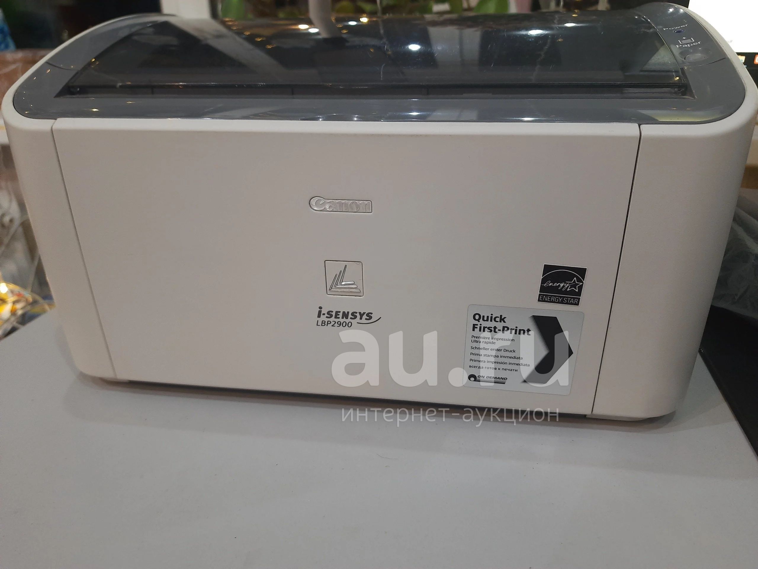 принтер Canon LBP2900B с проводами для подключения и заправленным ...