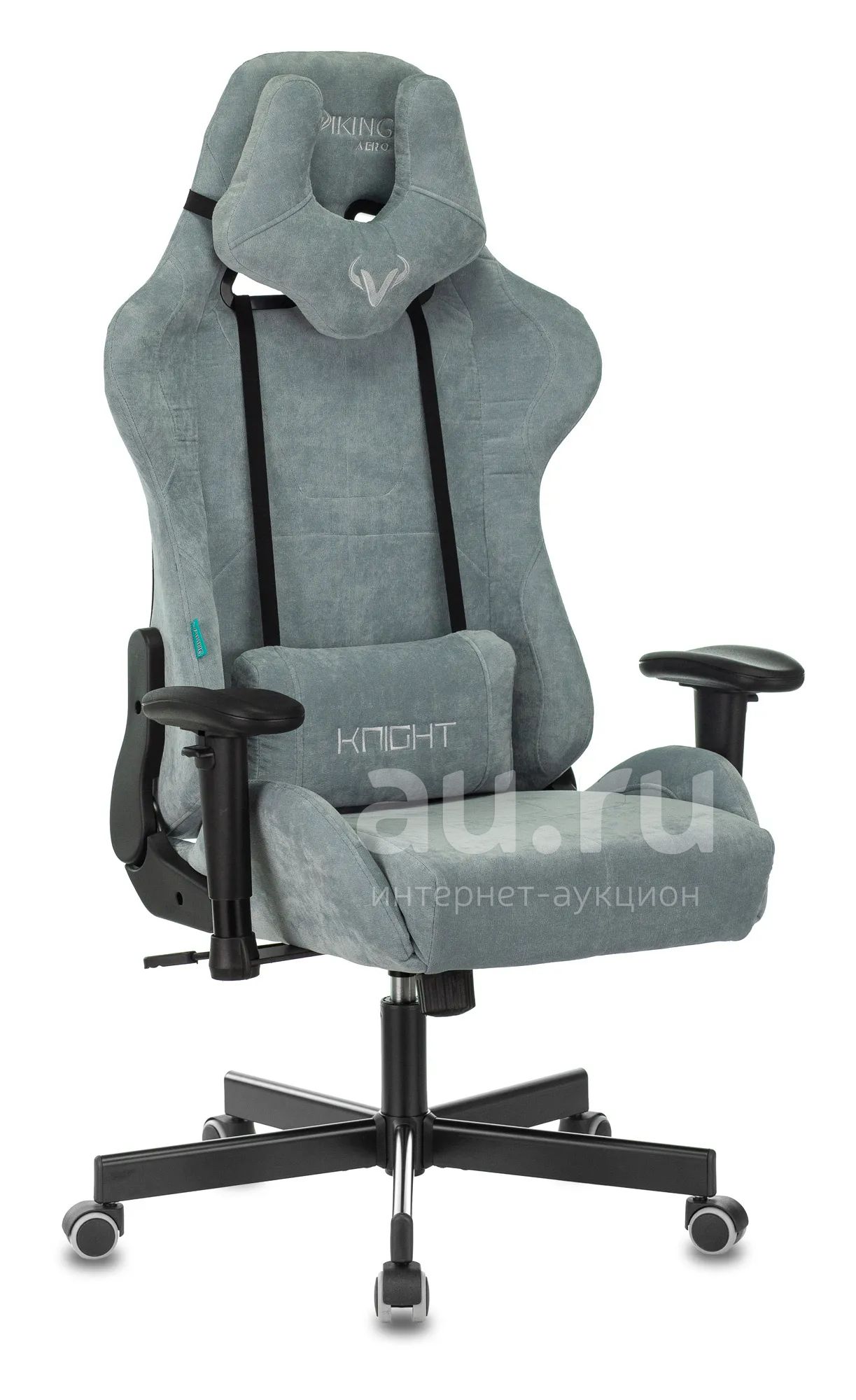 Кресло игровое Бюрократ VIKING KNIGHT Fabric серо-голубой Light-28 с ...