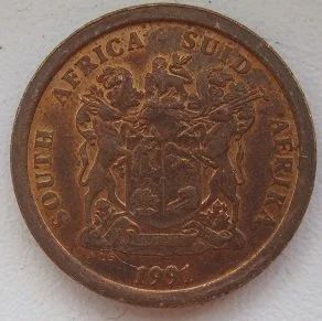 Лот: 12083454. Фото: 1. ЮАР 5 центов 1991, надпись на... Африка