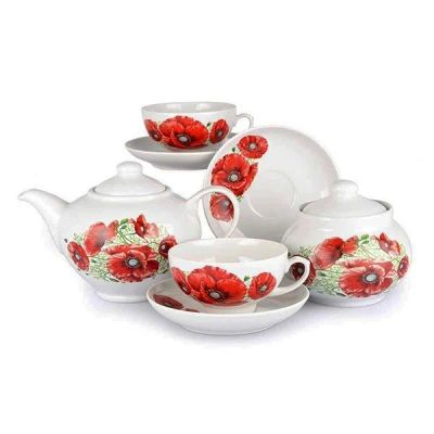 Лот: 16678441. Фото: 1. Сервиз фарфоровый чайный 14 пр... Кружки, стаканы, бокалы