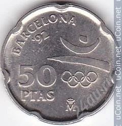 Лот: 1754948. Фото: 1. Монета 50 песет олимпийские игры... Европа