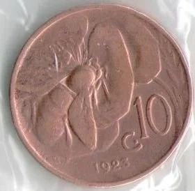 Лот: 14395925. Фото: 1. Италия 10 чентезими 1923 (60а-5... Европа