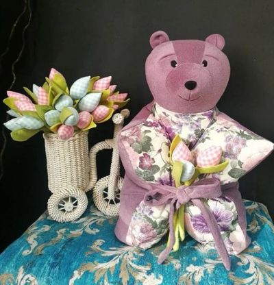 Лот: 11338061. Фото: 1. Дизайнерская подушка медведь. Одеяла, подушки